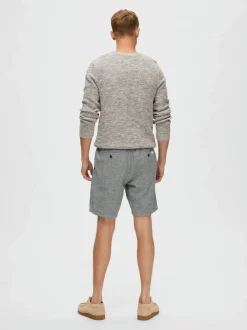 Miesten Shortsit, COMFORT BRODY LINEN SHORTS Sininen Kuosi>Selected Discount