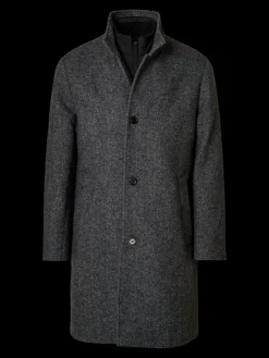 miesten villakangastakki, SLHRAINAR WOOL BLEND COAT Black Black & White><noscript><img width=