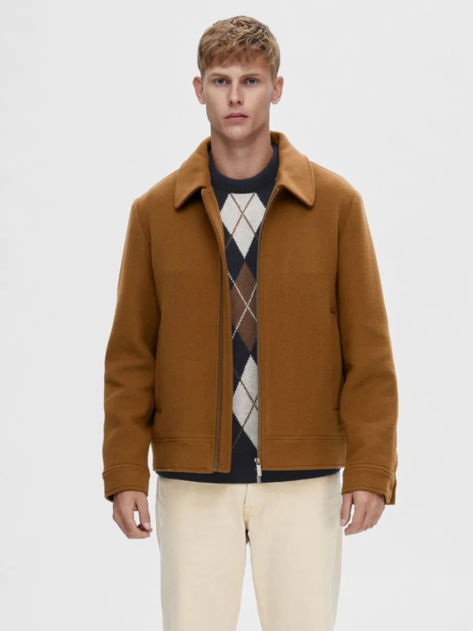 Miesten Villakangastakki, FILIP WOOL JACKET>Selected New