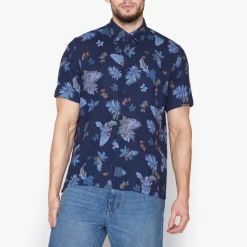 miesten pikeepaita, TRAMP PRINT COTTON LINEN>Signal New