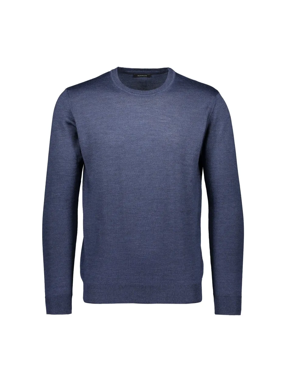 , Miesten Neule, Merino Crew Indigo>Sinnuu Outlet