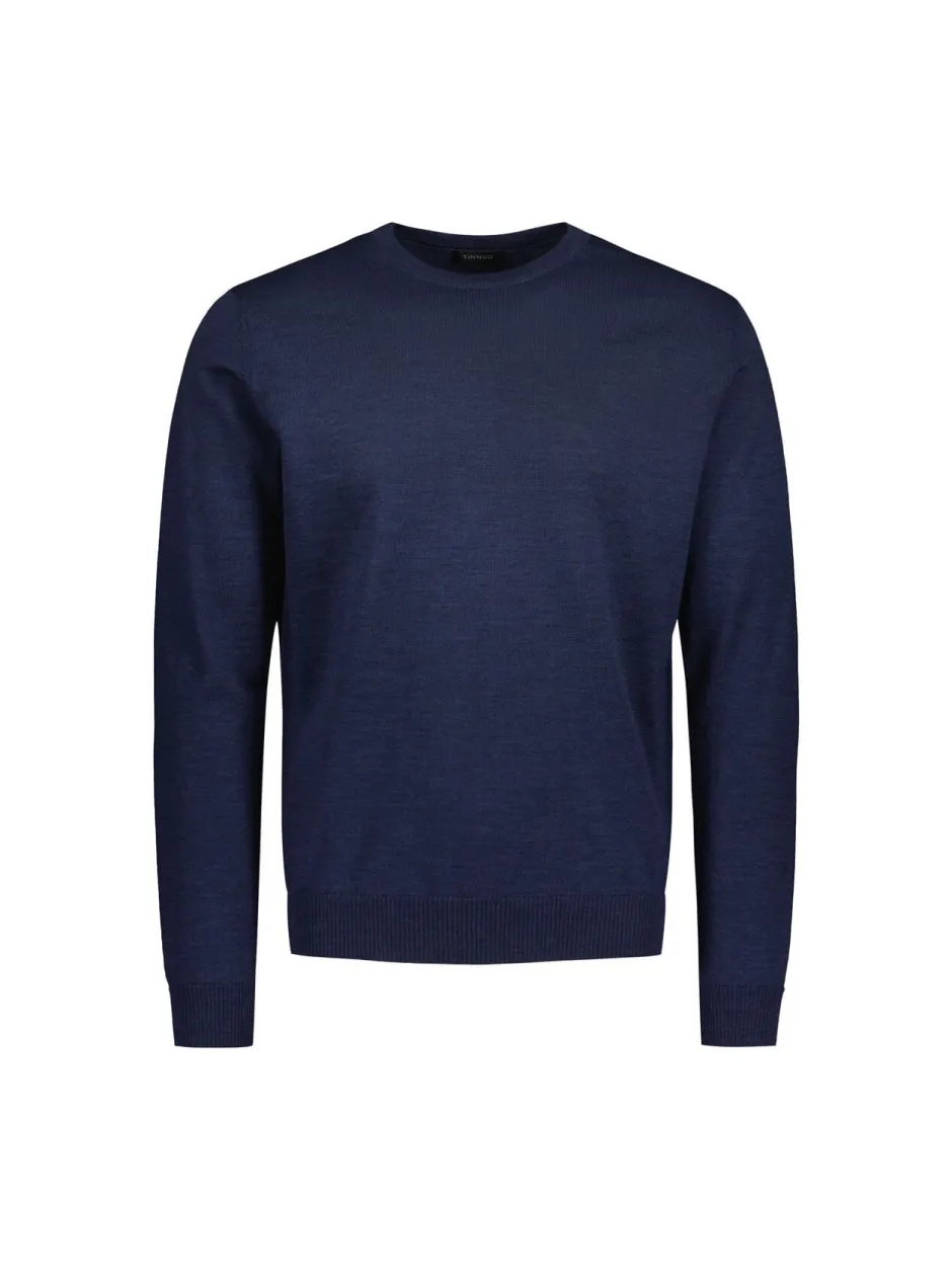 Miesten Neule MERINO CREW, MADE IN ITALY Indigo>Sinnuu Discount