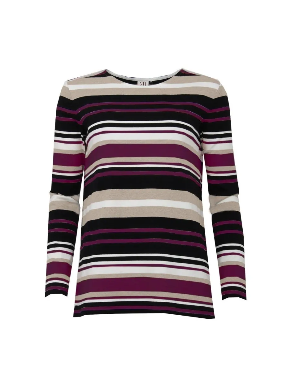 naisten paita, SIRIANNA TRICOT Raidallinen Viininpunainen>S.T.I Outlet