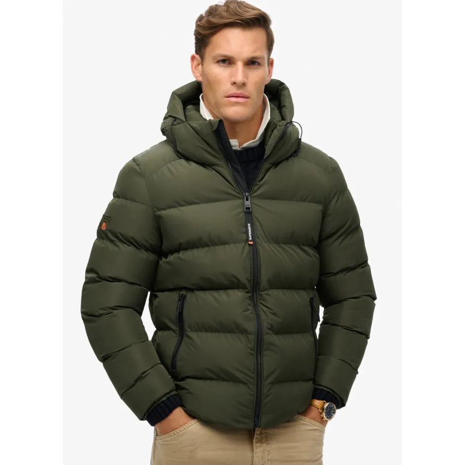 Miesten Talvitakki, Hooded Sports Puffer Jacket Armeijanvihreä>Superdry Sale