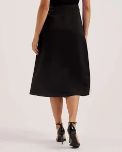 Naisten Hame, ERVA ASYMMETRIC SATIN WRAP MIDI SKIRT><noscript><img width=