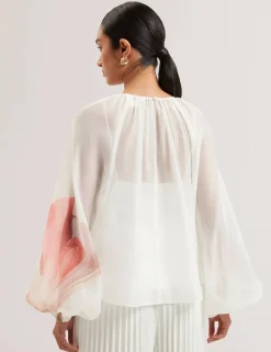 naisten pusero, ERIANA Organza Puff Sleeve Blouse>Ted Baker Discount