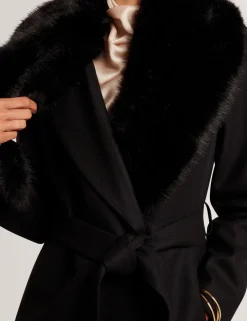 naisten takki MUSEA FAUX FUR BELTED LONG COAT,><noscript><img width=