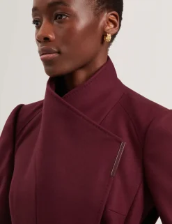 Rose Mid Length Belted Wool Wrap Coat,><noscript><img width=