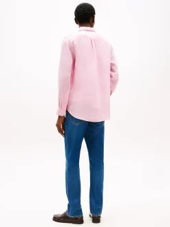 miesten kauluspaita, PIGEMENT DYED LINEN SOLID>Tommy Hilfiger Online