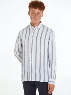 Miesten Kauluspaita, LINEN TRIPLE STRIPE SHIRT>Tommy Hilfiger Discount