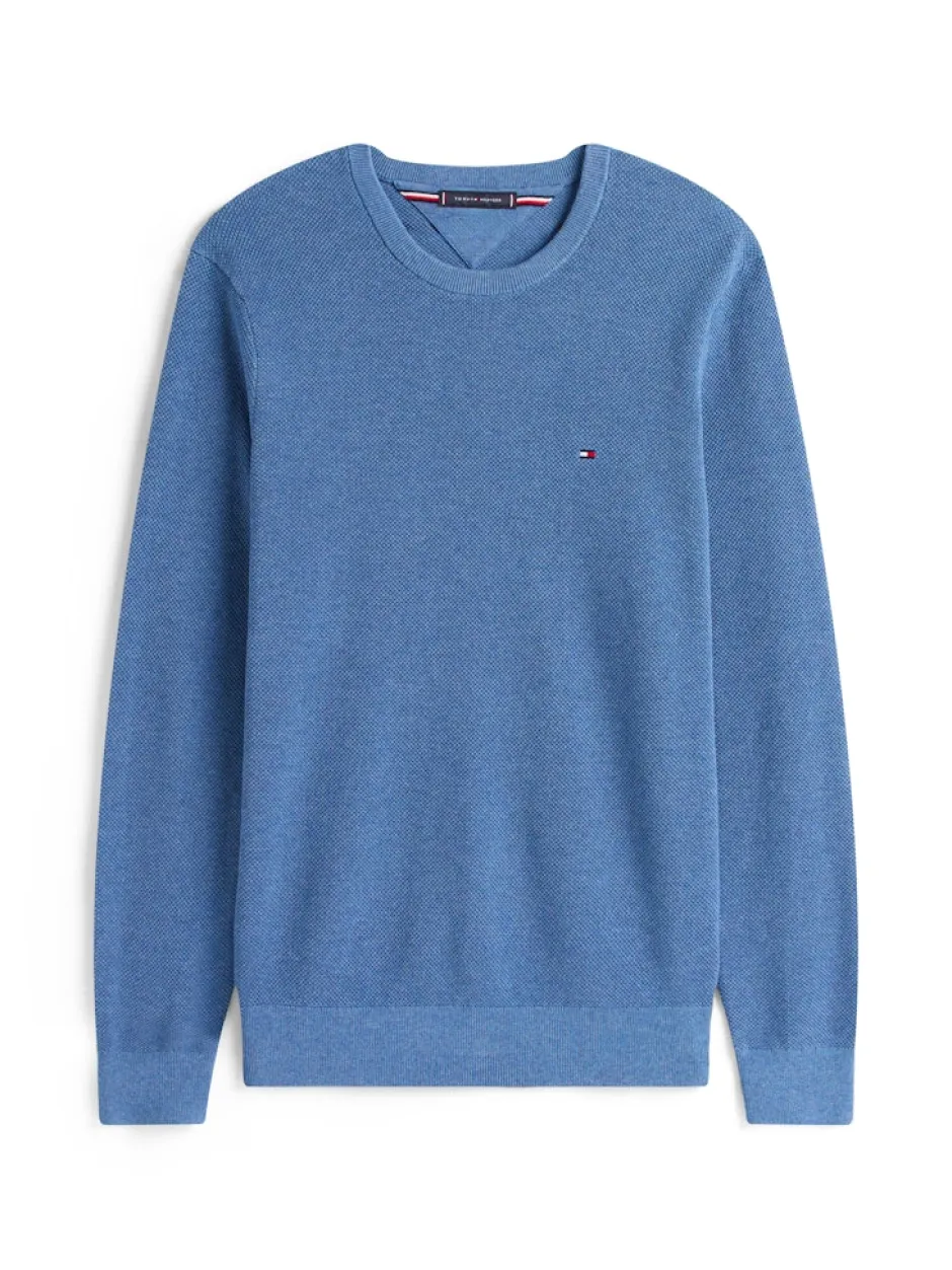 miesten neulepusero K ESSENTIAL STRUCTURE CREW NECK, sininen>Tommy Hilfiger New