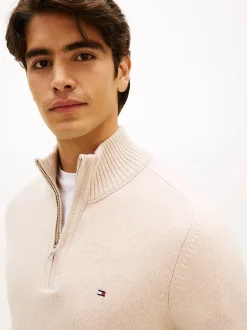 miesten neulepaita Lambswool Zip Mock,>Tommy Hilfiger Online