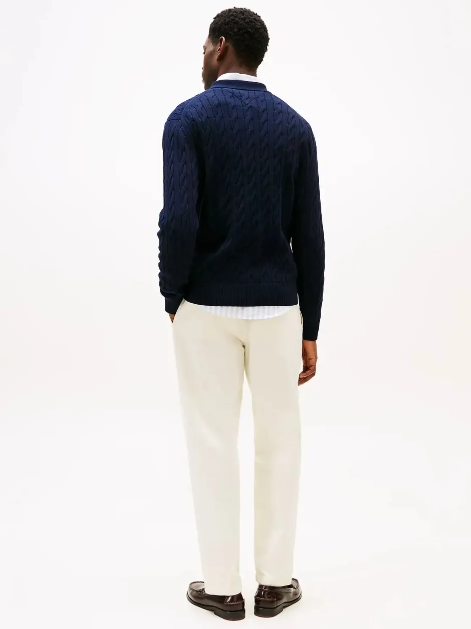 miesten neuletakki, CLASSIC CABLE POLO ZIP>Tommy Hilfiger Discount