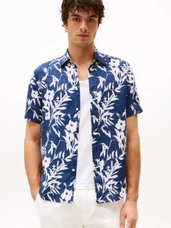 miesten pellavapaita, LINEN TROPICAL PRT SS RF SHIRT>Tommy Hilfiger Hot
