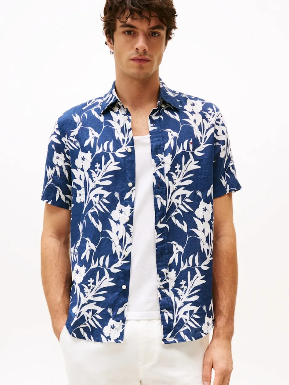 miesten pellavapaita, LINEN TROPICAL PRT SS RF SHIRT>Tommy Hilfiger Hot