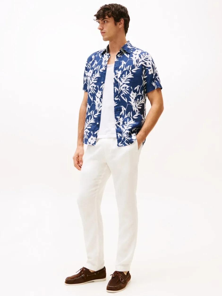 miesten pellavapaita, LINEN TROPICAL PRT SS RF SHIRT>Tommy Hilfiger Hot