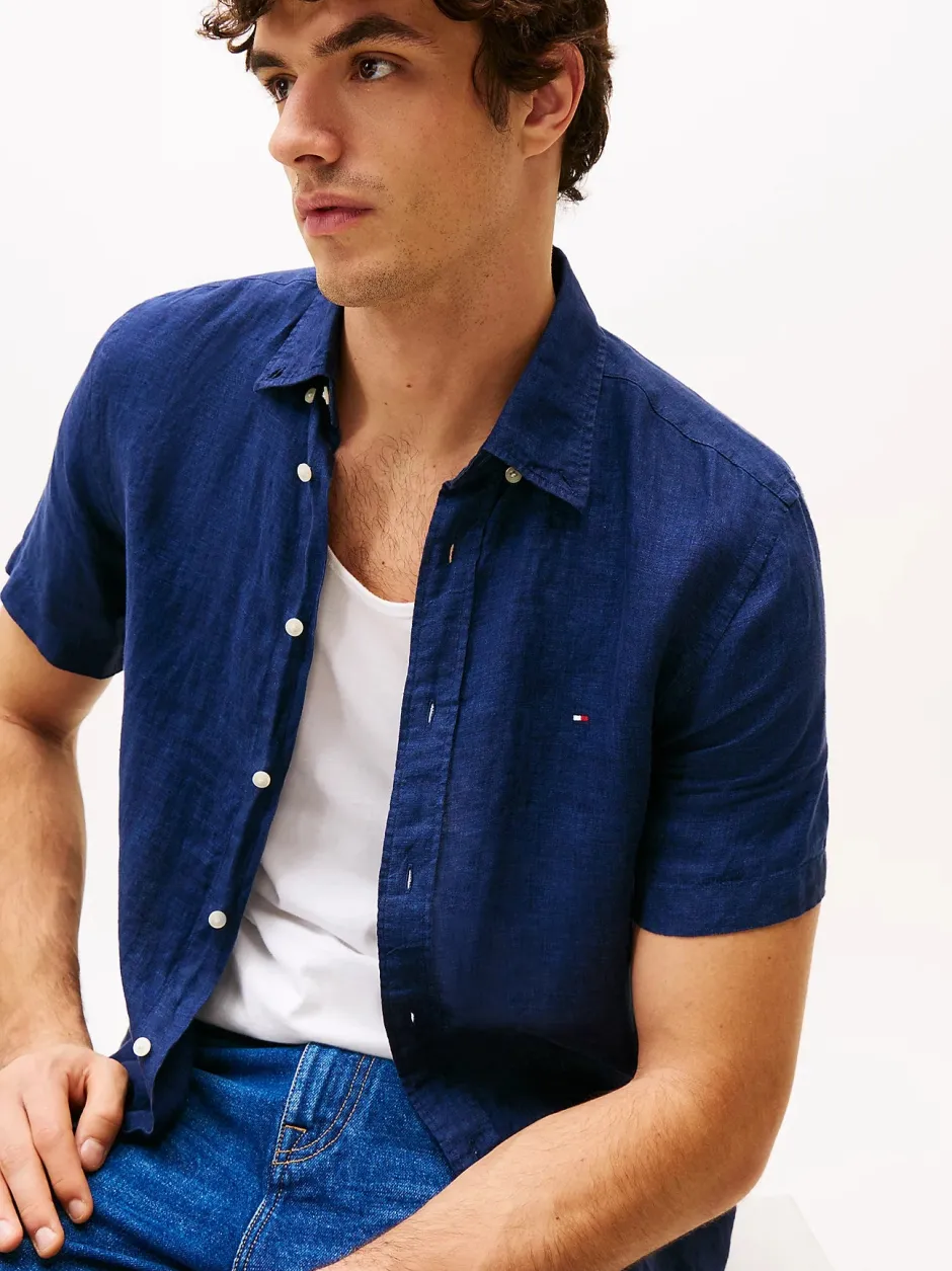 miesten pellavapaita, PIGMENT DYED LINEN RF SS>Tommy Hilfiger Outlet