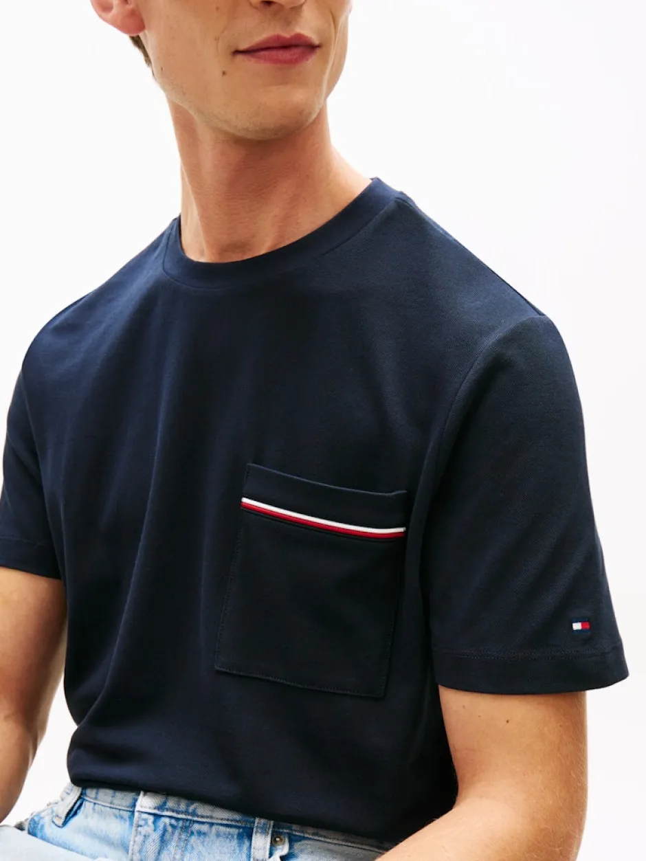miesten t-paita Global Stripe Pique Pocket Tee,>Tommy Hilfiger Online