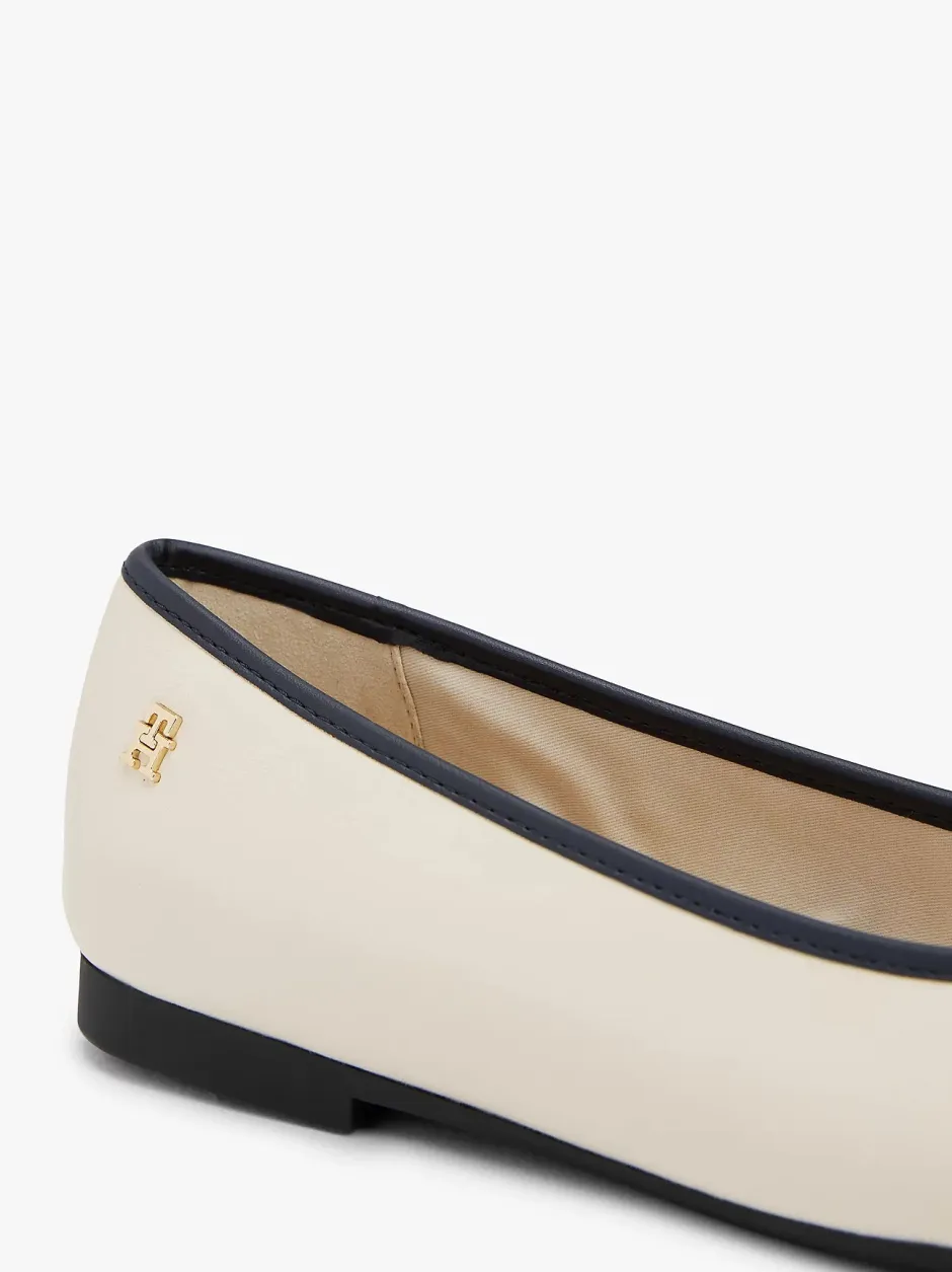 naisten balleriinat, TOE CAP LEATHER BALLERINA Beige Kuosi>Tommy Hilfiger Hot
