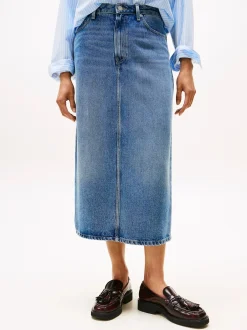 naisten hame, LANA MIDI HW SKIRT Indigo>Tommy Hilfiger
