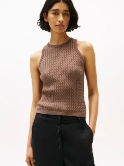 naisten hihaton neule, CO CABLE FINE SLIM SWEATER>Tommy Hilfiger