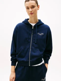 naisten huppari, REG SCRIPT ZIP HOODIE>Tommy Hilfiger Clearance