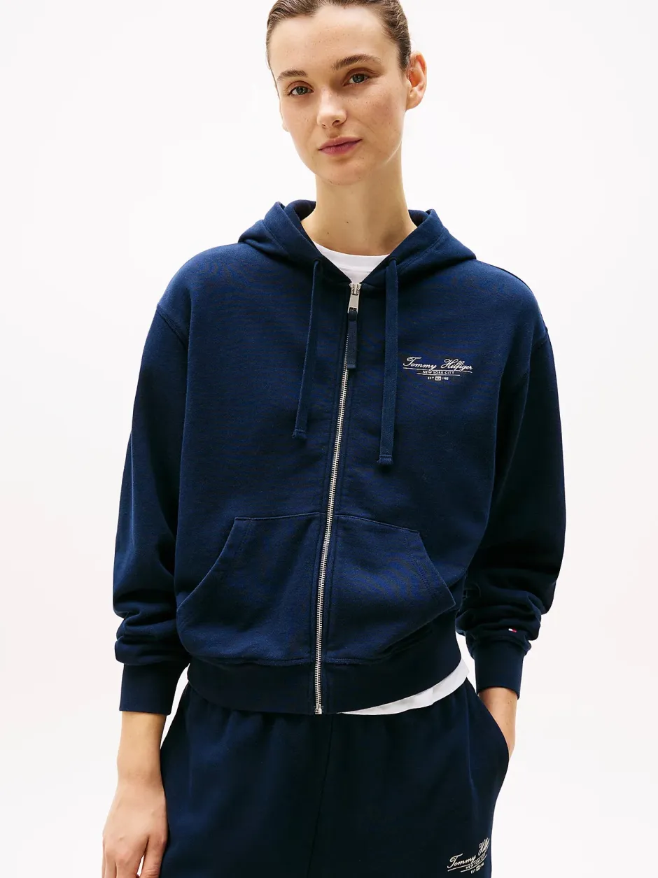naisten huppari, REG SCRIPT ZIP HOODIE>Tommy Hilfiger Clearance