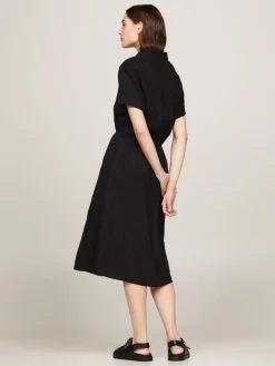 Naisten Mekko, LINEN SS MIDI SHIRT DRESS>Tommy Hilfiger Hot