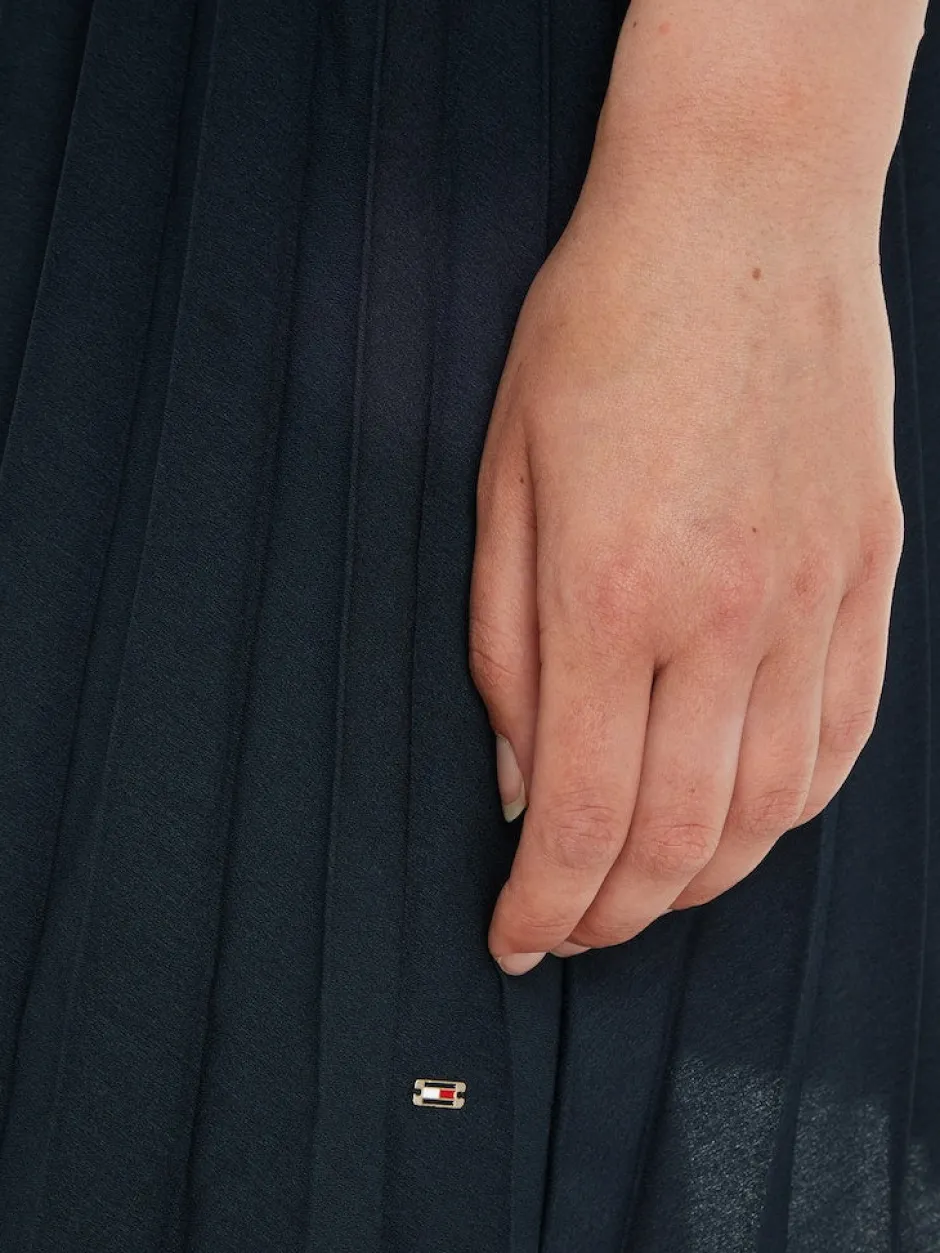 Naisten Mekko RIB CNK PLEATED KNEE DRESS>Tommy Hilfiger