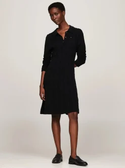 Naisten Neulemekko, SOFT WOOL CABLE POLO DRESS>Tommy Hilfiger Sale