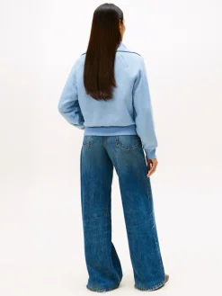 naisten neule, CLASSIC SCRIPT FLEECE HALF ZIP>Tommy Hilfiger Clearance