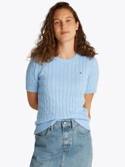 naisten neule, CO CABLE MID GG SS C-NK SWEAT>Tommy Hilfiger Outlet