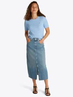 naisten neule, CO CABLE MID GG SS C-NK SWEAT>Tommy Hilfiger Outlet