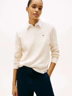 naisten neulepusero CO Cable C-NK LS Sweater,>Tommy Hilfiger Outlet