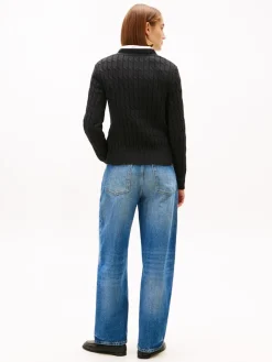 naisten neulepusero CO CABLE MID GG C-NK LS SWT,>Tommy Hilfiger Online