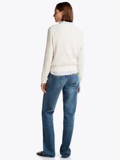 Naisten Neule, CO CABLE FINE GG V-NK LS SWEAT>Tommy Hilfiger New