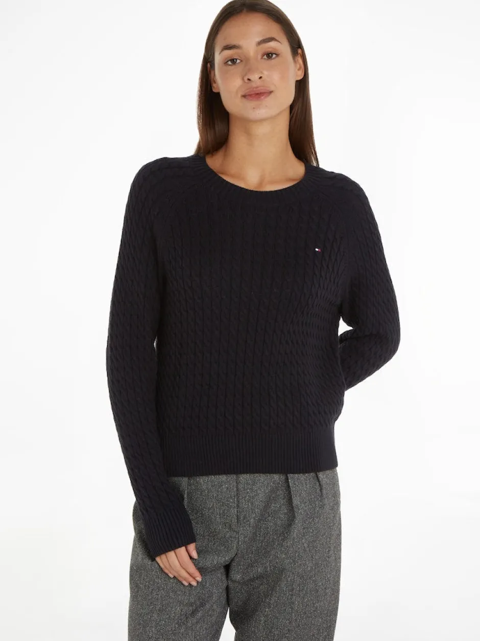 naisten neule, CO MINI CABLE C-NECK SWEATER>Tommy Hilfiger New
