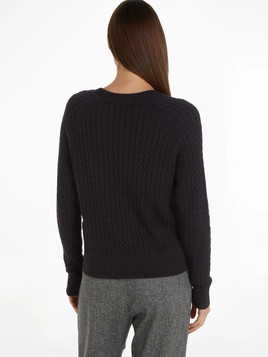 naisten neule, CO MINI CABLE C-NECK SWEATER>Tommy Hilfiger New
