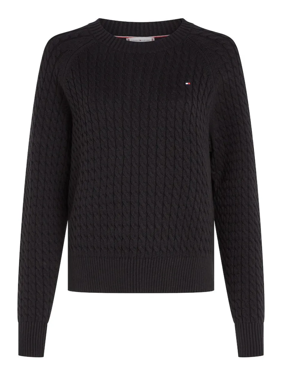 naisten neule, CO MINI CABLE C-NECK SWEATER>Tommy Hilfiger New