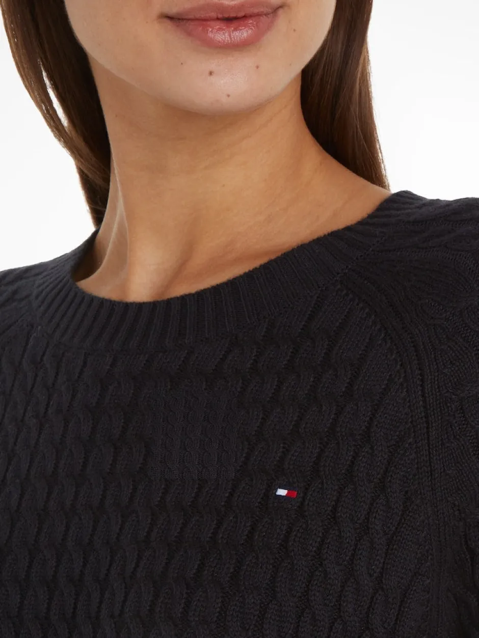 naisten neule, CO MINI CABLE C-NECK SWEATER>Tommy Hilfiger New