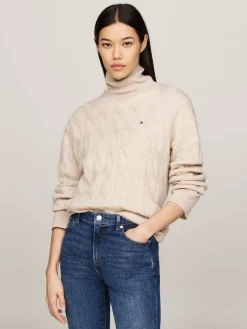 Naisten Neule, SOFT WOOL CABLE ROLL-NK SWEATER>Tommy Hilfiger Online