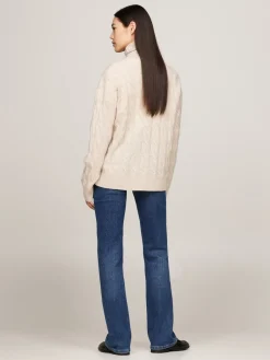 Naisten Neule, SOFT WOOL CABLE ROLL-NK SWEATER>Tommy Hilfiger Online