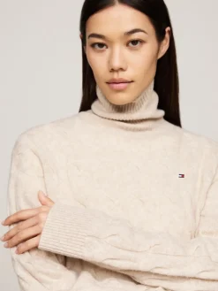 Naisten Neule, SOFT WOOL CABLE ROLL-NK SWEATER><noscript><img width=