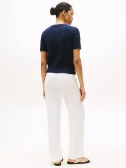 naisten neule, CO CABLE MID SS SWEATER>Tommy Hilfiger Sale