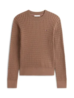 naisten neulepusero, CO CABLE C-NK LS SWEATER>Tommy Hilfiger Outlet