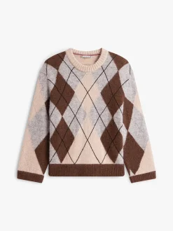 naisten neulepusero ALPACA BLEND ARGYLE C-NK LS SWEATER,>Tommy Hilfiger Sale