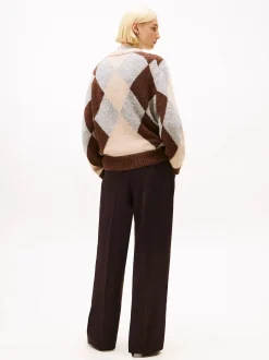 naisten neulepusero ALPACA BLEND ARGYLE C-NK LS SWEATER,><noscript><img width=