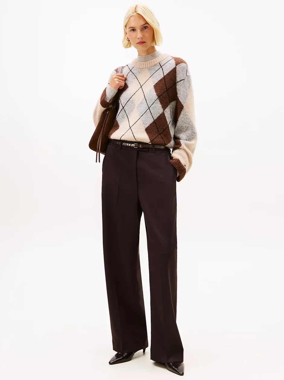 naisten neulepusero ALPACA BLEND ARGYLE C-NK LS SWEATER,>Tommy Hilfiger Sale