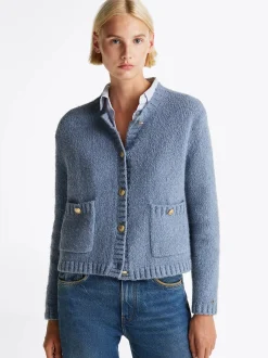 Naisten Neuletakki, TEXTURED GOLD BUTTON LADY JACKET>Tommy Hilfiger Sale