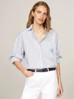 naisten paitapusero, STRIPE LOOSE FIT SHIRT>Tommy Hilfiger Hot